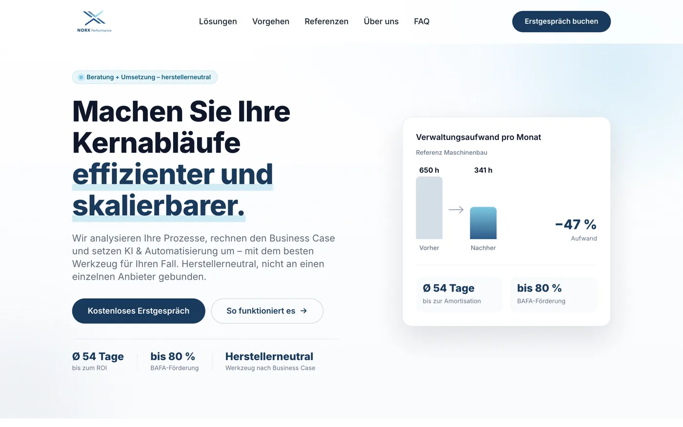 Startseite von norx-performance.de, gebaut von der vdw GmbH
